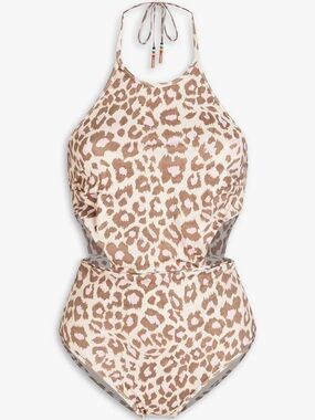 NWT Zimmermann Jude cut out halter swimsuit in leopard